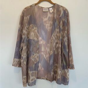 Alfred Dunner Marbled Pastels Lightweight Open Cardigan